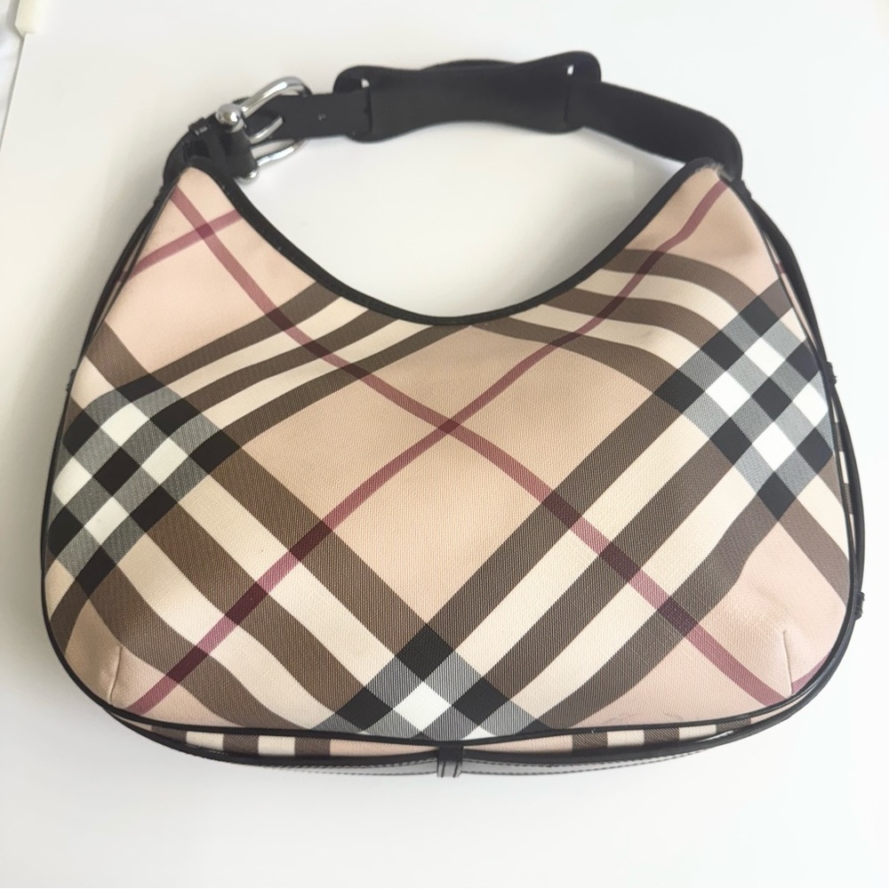 Burberry Black and Cream Checkered Hobo Bag - Picture 6 of 15